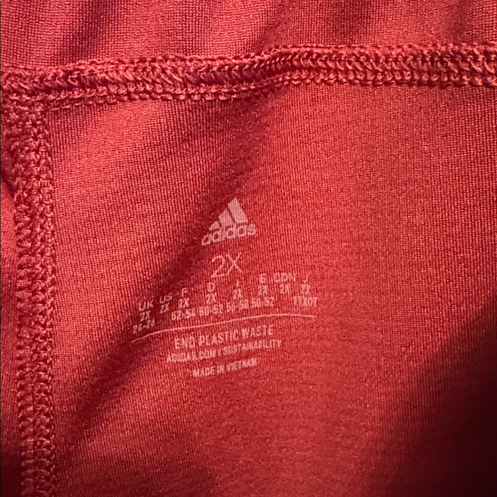 Adidas Burgundy Three Stripe Pull On Athletic Shorts Sz 2X - Picture 6 of 6